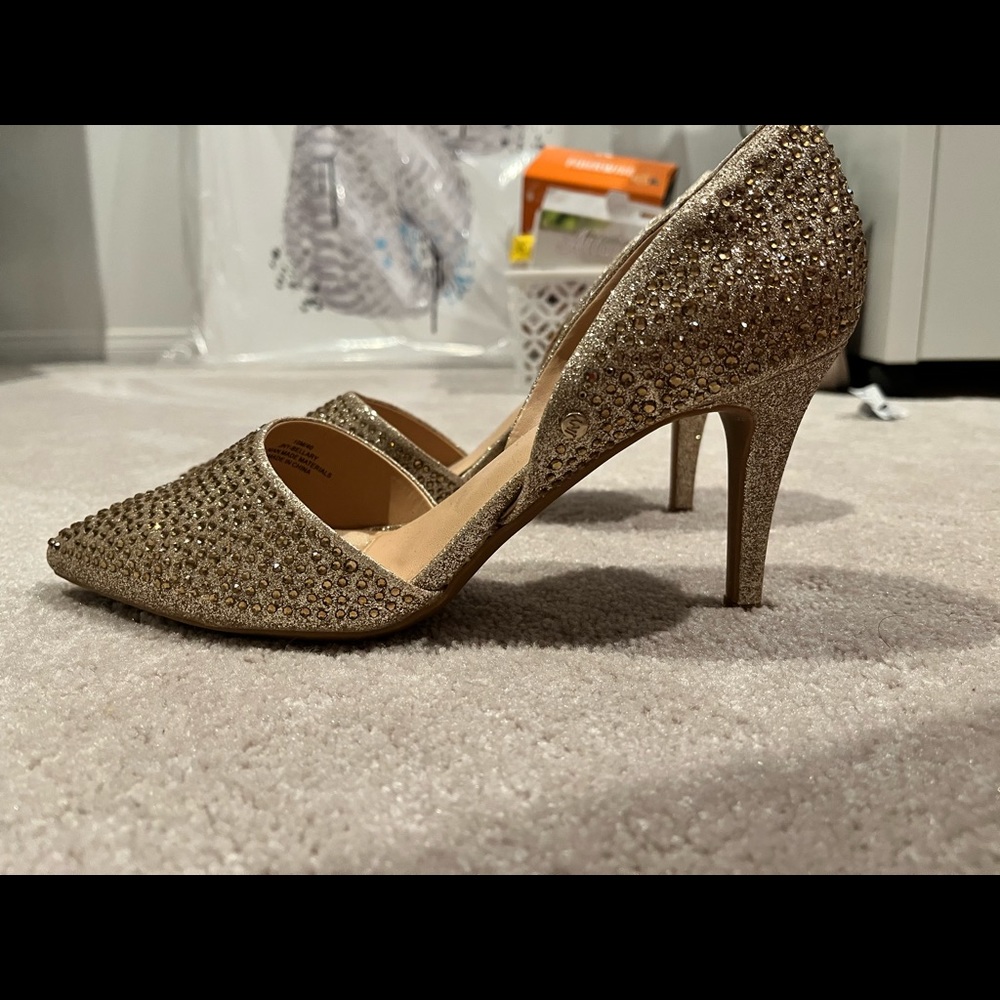 Gold glitter rhinestone heels- never used!